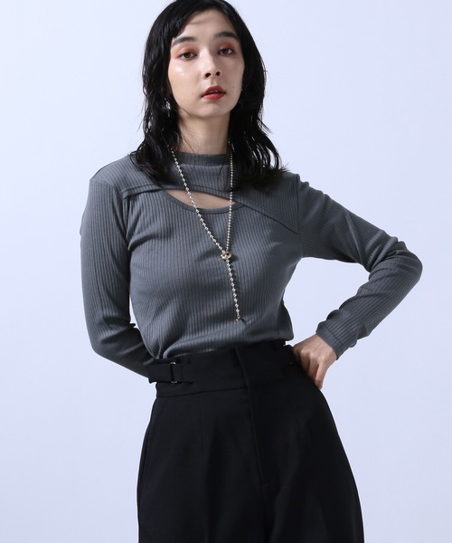 HARE（ハレ）の「フロントアキハイネックカットソー(HARE)（T