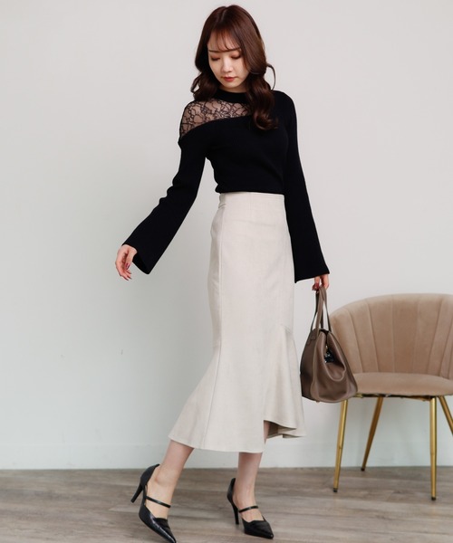 LIPSERVICE（リップサービス）の「スエードアシメマーメイドスカート（スカート・レディース・ブラック/パープル/モカ/アイボリー・S/M）」の9枚目の写真