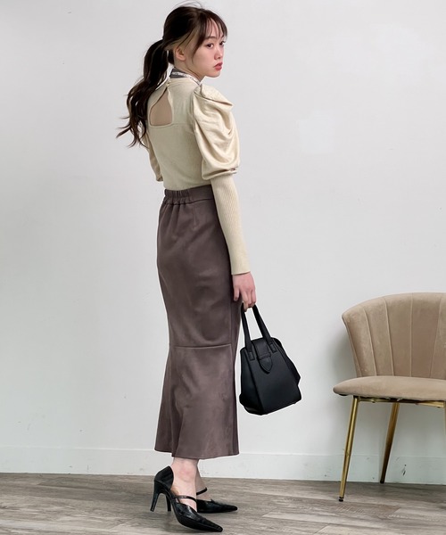 LIPSERVICE（リップサービス）の「スエードアシメマーメイドスカート（スカート・レディース・ブラック/パープル/モカ/アイボリー・S/M）」の12枚目の写真