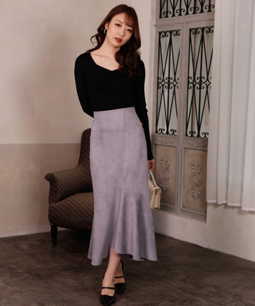 LIPSERVICE（リップサービス）の「スエードアシメマーメイドスカート（スカート・レディース・ブラック/パープル/モカ/アイボリー・S/M）」の5枚目の写真