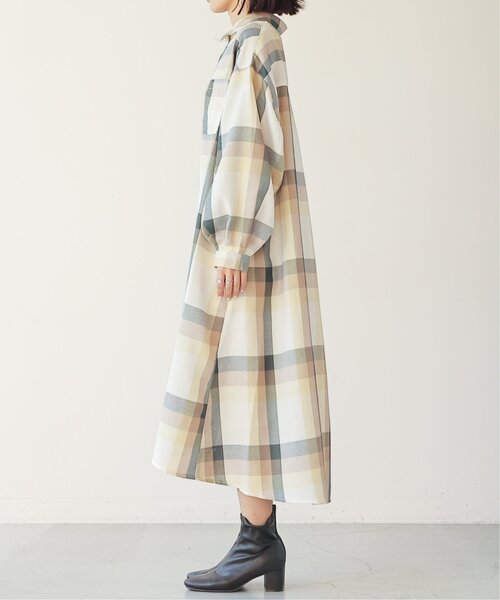 frames RAY CASSIN（フレームスレイカズン）の「ビッグチェックシャツワンピース（シャツワンピース・レディース・ブラウン系/ネイビー系/パープル系/ブルー系/オレンジ系/グレー系/グリーン系/ネイビー/オフホワイト・FREE）」の13枚目の写真