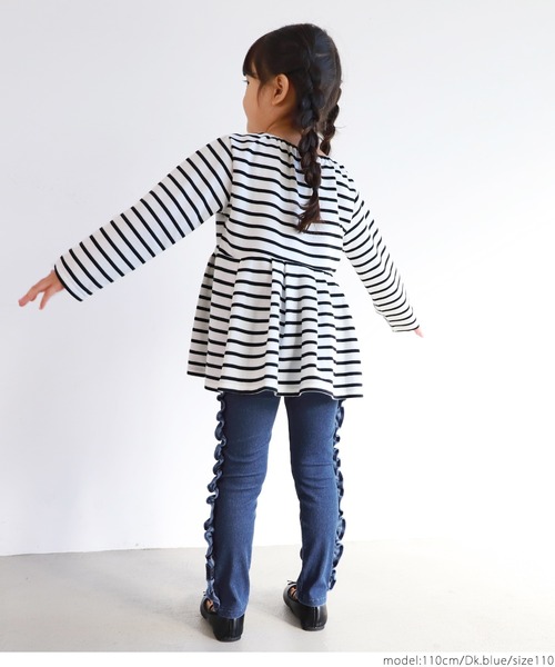 coca（coca）（コカ）の「キッズ デニムライクサイドフリルパンツ（デニムパンツ・キッズ・ブルー/ダークブルー・100/110/120/130）」の12枚目の写真