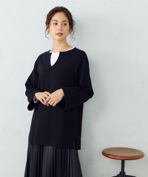 COMME CA ISM(コムサイズム)の「<セットアイテム> チュニックカットソー×Tシャツ(Tシャツ/カットソー・レディース・ブラック/キャメル・MEDIUM/LARGE)」の2枚目の写真