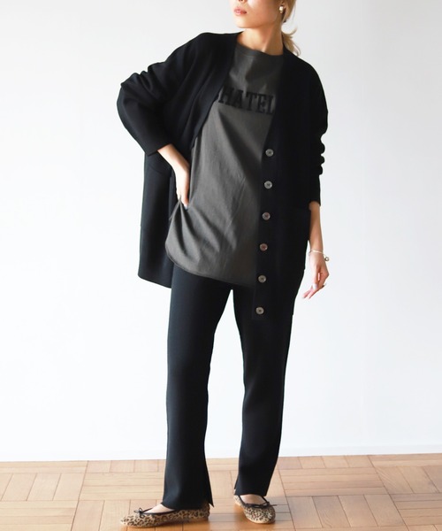 SLOBE IENA（スローブイエナ）の「ウォッシャブルミラノリブニットパンツ【手洗い可能】◆（その他パンツ・レディース・ブラック/ブラウン/ネイビー系・36/38/40）」の6枚目の写真