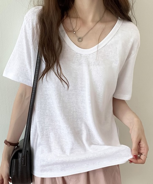 Bifrost(ビフレスト)の「無地クルーネックTシャツ(Tシャツ/カットソー・レディース・ホワイト/グレー/ブラック/ブルー/ピンク・M/L)」の1枚目の写真