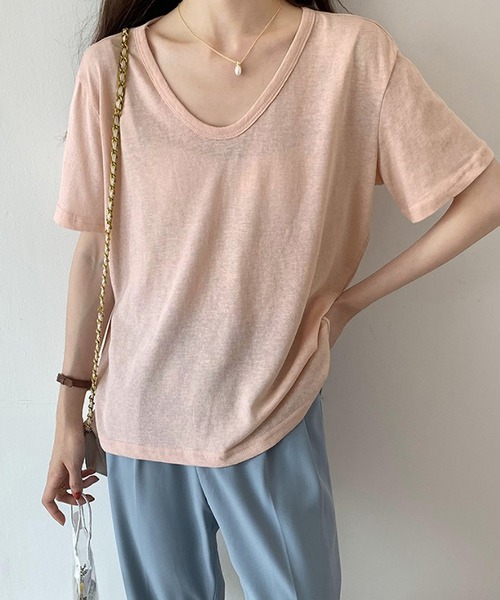 Bifrost(ビフレスト)の「無地クルーネックTシャツ(Tシャツ/カットソー・レディース・ホワイト/グレー/ブラック/ブルー/ピンク・M/L)」の5枚目の写真