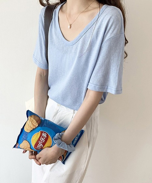 Bifrost(ビフレスト)の「無地クルーネックTシャツ(Tシャツ/カットソー・レディース・ホワイト/グレー/ブラック/ブルー/ピンク・M/L)」の7枚目の写真