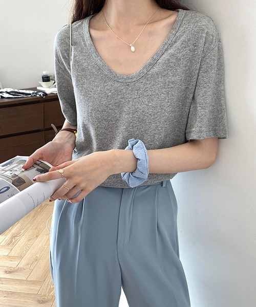 Bifrost(ビフレスト)の「無地クルーネックTシャツ(Tシャツ/カットソー・レディース・ホワイト/グレー/ブラック/ブルー/ピンク・M/L)」の9枚目の写真