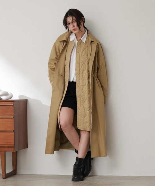 Filomo（フィローモ）の「[Filomo]3WAYロングステンカラーコートキルティングライナー付き（ステンカラーコート・レディース・ブラック/ネイビー/ベージュ/キャメル・M/L）」の5枚目の写真