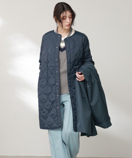 Filomo（フィローモ）の「[Filomo]3WAYロングステンカラーコートキルティングライナー付き（ステンカラーコート・レディース・ブラック/ネイビー/ベージュ/キャメル・M/L）」の20枚目の写真