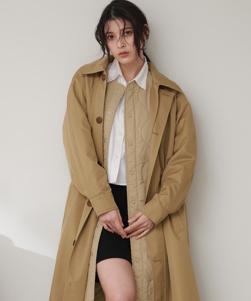 Filomo（フィローモ）の「[Filomo]3WAYロングステンカラーコートキルティングライナー付き（ステンカラーコート・レディース・ブラック/ネイビー/ベージュ/キャメル・M/L）」の6枚目の写真