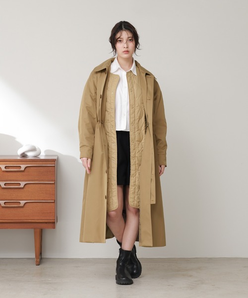 Filomo（フィローモ）の「[Filomo]3WAYロングステンカラーコートキルティングライナー付き（ステンカラーコート・レディース・ブラック/ネイビー/ベージュ/キャメル・M/L）」の9枚目の写真