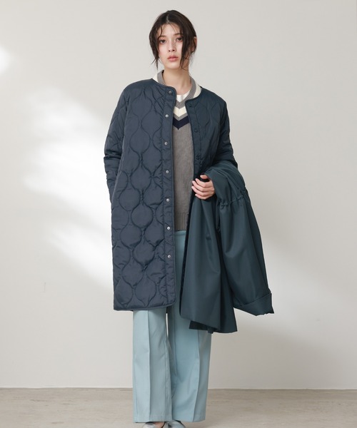 Filomo]3WAYロングステンカラーコートキルティングライナー付き