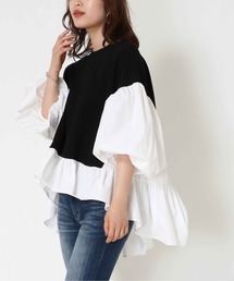 Jines | ドッキングボリュームスリーブプルオーバー(シャツ/ブラウス)