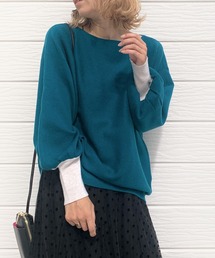 Q | 袖先カラー横リブニット(ニット/セーター)