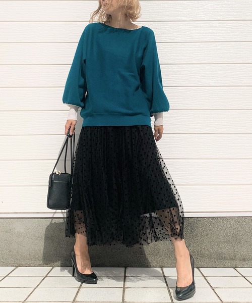 Q（キュー）の「袖先カラー横リブニット（ニット/セーター・レディース・ブラック/ベージュ/モスグリーン/スモークピンク/ラベンダー/アイボリー/ブラック系その他・MEDIUM）」の21枚目の写真