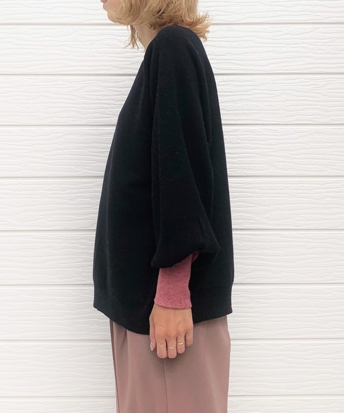 Q（キュー）の「袖先カラー横リブニット（ニット/セーター・レディース・ブラック/ベージュ/モスグリーン/スモークピンク/ラベンダー/アイボリー/ブラック系その他・MEDIUM）」の18枚目の写真