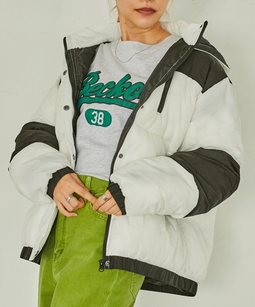 WEGO（ウィゴー）の「WEGO/ビックシルエットパデッドブルゾン（ブルゾン・レディース・ブラック/ホワイト系その他/ベージュ系その他・FREE）」の15枚目の写真