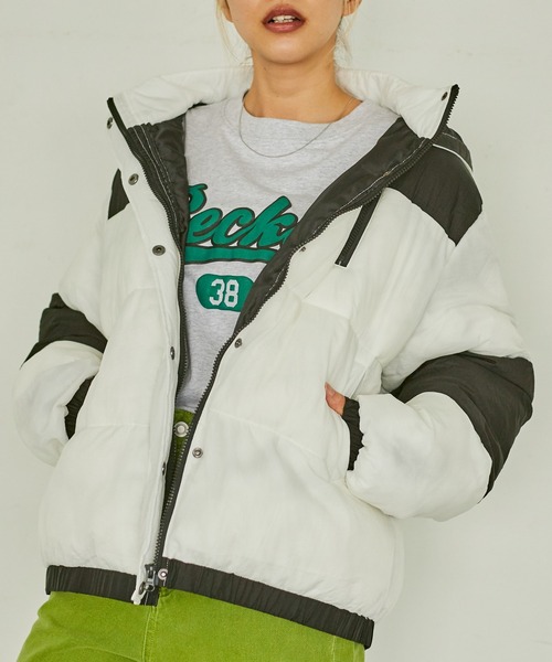 WEGO（ウィゴー）の「WEGO/ビックシルエットパデッドブルゾン（ブルゾン・レディース・ブラック/ホワイト系その他/ベージュ系その他・FREE）」の9枚目の写真