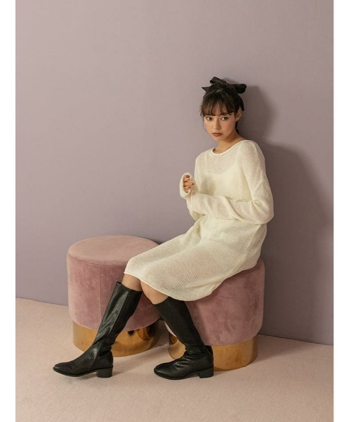 fifth calin（フィフスカラン）の「ルーズニットチュニック（Tシャツ/カットソー・レディース・ホワイト/グリーン・MEDIUM）」の22枚目の写真