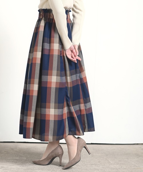 rps（アールピーエス）の「ＢＩＧチェックフレアースカート（スカート・レディース・ブルー/パープル/ブラウン/オレンジ/イエロー/ネイビー/ベージュ/ライトグレー・M）」の8枚目の写真