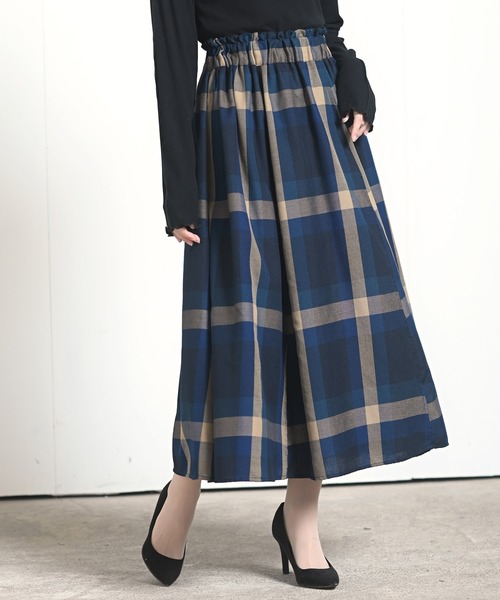 rps（アールピーエス）の「ＢＩＧチェックフレアースカート（スカート・レディース・ブルー/パープル/ブラウン/オレンジ/イエロー/ネイビー/ベージュ/ライトグレー・M）」の6枚目の写真