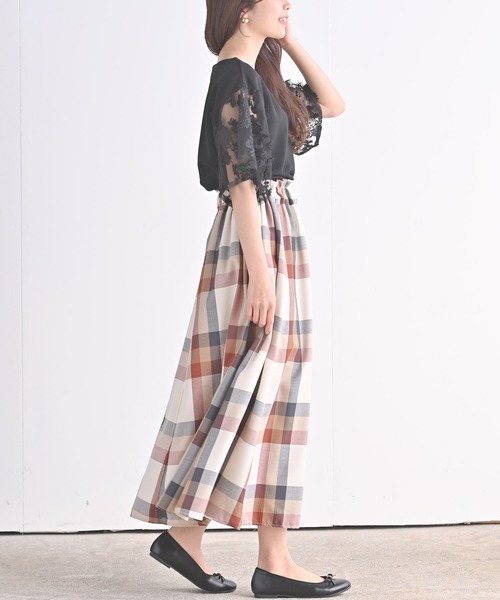 rps（アールピーエス）の「ＢＩＧチェックフレアースカート（スカート・レディース・ブルー/パープル/ブラウン/オレンジ/イエロー/ネイビー/ベージュ/ライトグレー・M）」の17枚目の写真