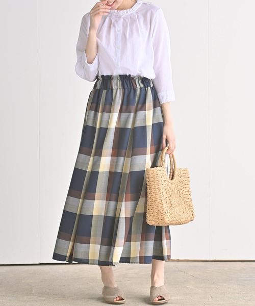 rps（アールピーエス）の「ＢＩＧチェックフレアースカート（スカート・レディース・ブルー/パープル/ブラウン/オレンジ/イエロー/ネイビー/ベージュ/ライトグレー・M）」の21枚目の写真