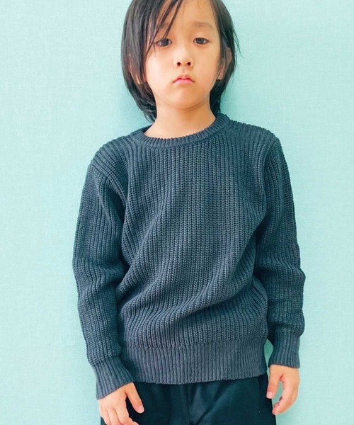THE CASUAL（カジュアル）の「7G 畦編み クルーネック ニット キッズ（ニット/セーター・キッズ・ブラウン系その他2/アイボリー/ブラウン系その他/ブラウン/モカ/ベージュ/杢グレー/ブラック/グレー系その他/チャコール・140cm/110cm/120cm/160cm/150cm/130cm）」の6枚目の写真
