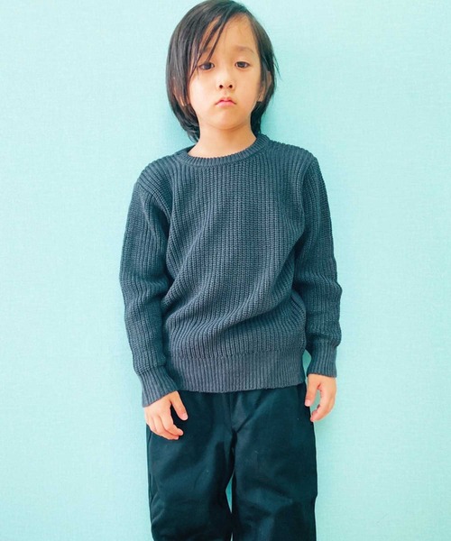 THE CASUAL（カジュアル）の「7G 畦編み クルーネック ニット キッズ（ニット/セーター・キッズ・ブラウン系その他2/アイボリー/ブラウン系その他/ブラウン/モカ/ベージュ/杢グレー/ブラック/グレー系その他/チャコール・140cm/110cm/120cm/160cm/150cm/130cm）」の13枚目の写真
