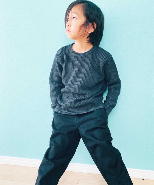 THE CASUAL（カジュアル）の「7G 畦編み クルーネック ニット キッズ（ニット/セーター・キッズ・ブラウン系その他2/アイボリー/ブラウン系その他/ブラウン/モカ/ベージュ/杢グレー/ブラック/グレー系その他/チャコール・140cm/110cm/120cm/160cm/150cm/130cm）」の11枚目の写真