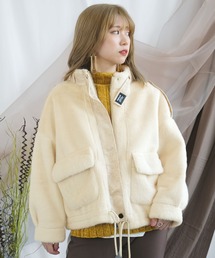 ＡＮＤＪ | スタンドカラーフェイクファーボアジャケット(その他アウター)