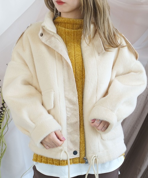 ＡＮＤＪ（アンドジェイ）の「スタンドカラーフェイクファーボアジャケット（その他アウター・レディース・アイボリー・M）」の21枚目の写真