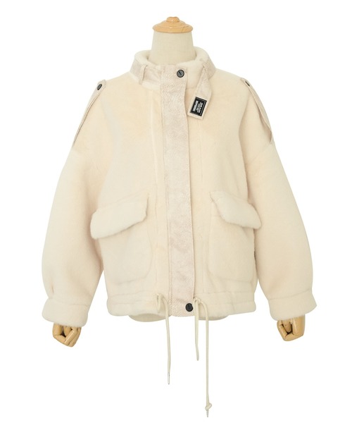 ＡＮＤＪ（アンドジェイ）の「スタンドカラーフェイクファーボアジャケット（その他アウター・レディース・アイボリー・M）」の16枚目の写真