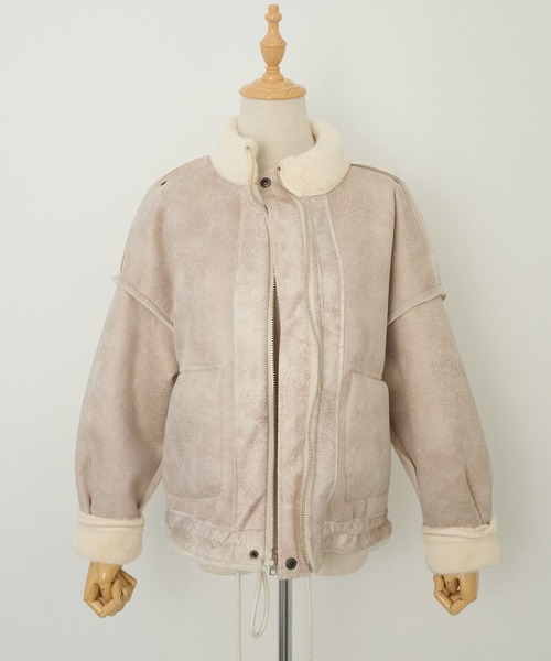 ＡＮＤＪ（アンドジェイ）の「スタンドカラーフェイクファーボアジャケット（その他アウター・レディース・アイボリー・M）」の8枚目の写真