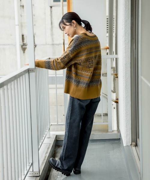 RIVE DROITE（リヴドロワ）の「大人のデザインニット　編み込みジャガードVネックニット（ニット/セーター・レディース・ブラウン/オフホワイト・FREE）」の18枚目の写真