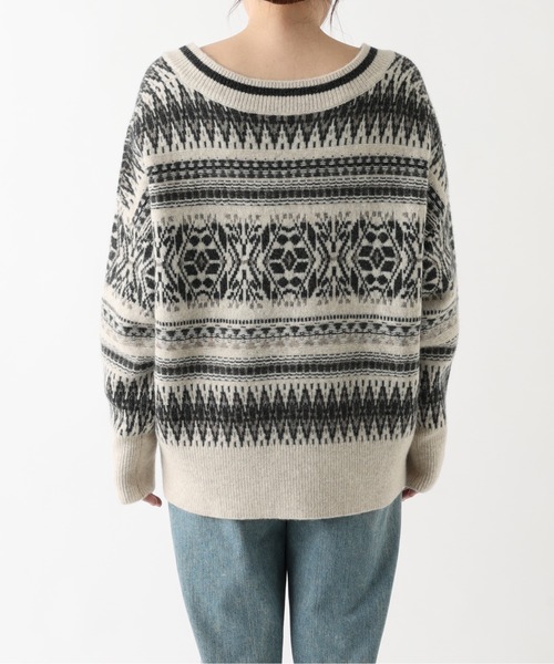 RIVE DROITE（リヴドロワ）の「大人のデザインニット　編み込みジャガードVネックニット（ニット/セーター・レディース・ブラウン/オフホワイト・FREE）」の10枚目の写真