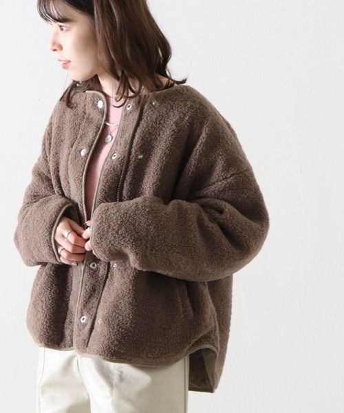 Cheek（チーク）の「リバーシブルパイピングボアコート（ブルゾン・レディース・カーキ/モカ/アイボリー・MEDIUM）」の3枚目の写真