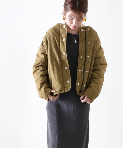 Cheek（チーク）の「リバーシブルパイピングボアコート（ブルゾン・レディース・カーキ/モカ/アイボリー・MEDIUM）」の15枚目の写真