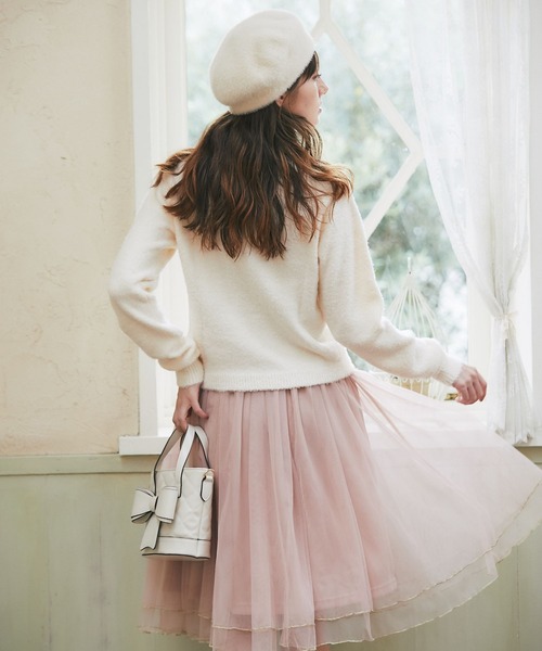 tocco closet(トッコ クローゼット)の「キラキララメメローチュールスカート(スカート・レディース・ピンクベージュ/ライトピンク・M)」の3枚目の写真