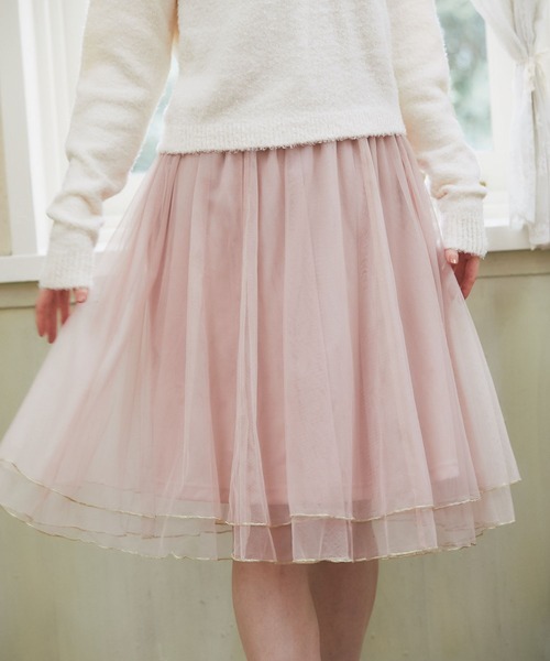 tocco closet(トッコ クローゼット)の「キラキララメメローチュールスカート(スカート・レディース・ピンクベージュ/ライトピンク・M)」の7枚目の写真