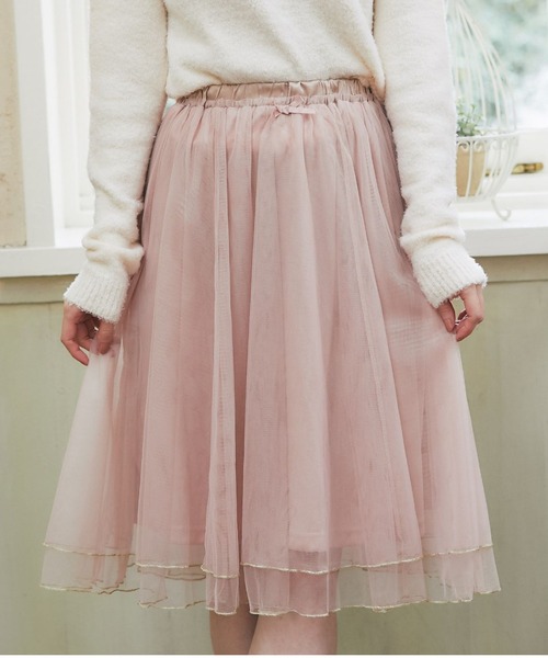 tocco closet(トッコ クローゼット)の「キラキララメメローチュールスカート(スカート・レディース・ピンクベージュ/ライトピンク・M)」の16枚目の写真
