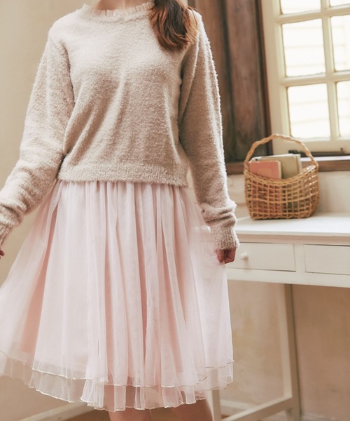 tocco closet(トッコ クローゼット)の「キラキララメメローチュールスカート(スカート・レディース・ピンクベージュ/ライトピンク・M)」の5枚目の写真