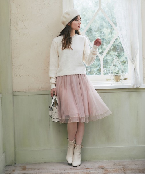 tocco closet(トッコ クローゼット)の「キラキララメメローチュールスカート(スカート・レディース・ピンクベージュ/ライトピンク・M)」の18枚目の写真