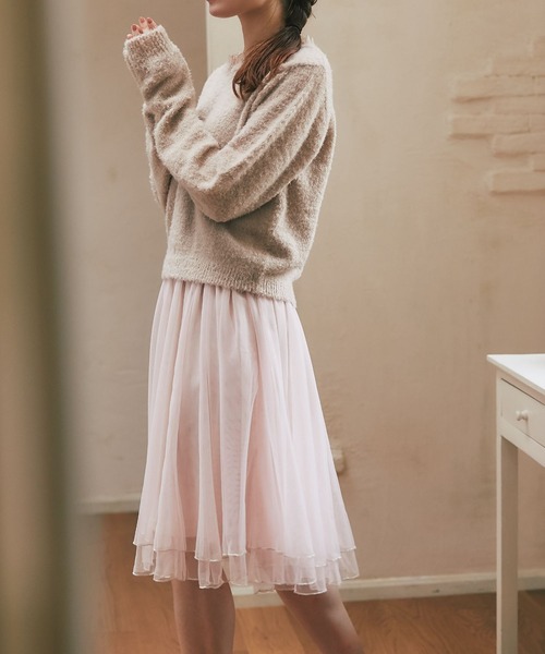 tocco closet(トッコ クローゼット)の「キラキララメメローチュールスカート(スカート・レディース・ピンクベージュ/ライトピンク・M)」の11枚目の写真