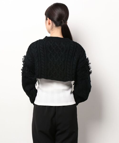 ENVYM（アンビー）の「フリンジケーブルショートニット（ニット/セーター・レディース・ブルー/ホワイト/ブラック・FREE）」の22枚目の写真
