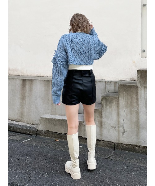ENVYM（アンビー）の「フリンジケーブルショートニット（ニット/セーター・レディース・ブルー/ホワイト/ブラック・FREE）」の19枚目の写真