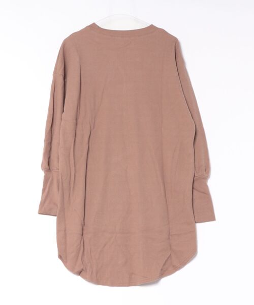STYLEBLOCK(スタイルブロック)の「ワッフル起毛ロングトップス(Tシャツ/カットソー・レディース・ブラック/アイボリー/モカ・M)」の5枚目の写真