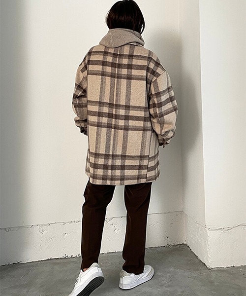 CREDONA（クレドナ）の「ウールチェックJKコート（ステンカラーコート