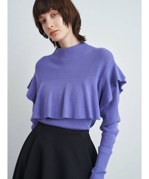 ELENDEEK（エレンディーク）の「フレアケープライクニット（ニット/セーター・レディース・オフホワイト/ラベンダー/ブラック・FREE）」の6枚目の写真